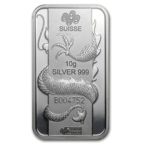 10 gram Bar Silber Lunar Jahr des Drachen