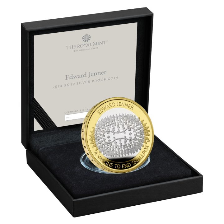 Edward Jenner £2 placcato in oro Argento 2023 Proof