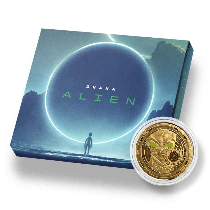 Ghana: Alien colorato 1 oncia d'oro 2022 Proof