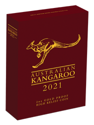 Australijski Kangur 2 uncje Złota 2021 Proof High Relief