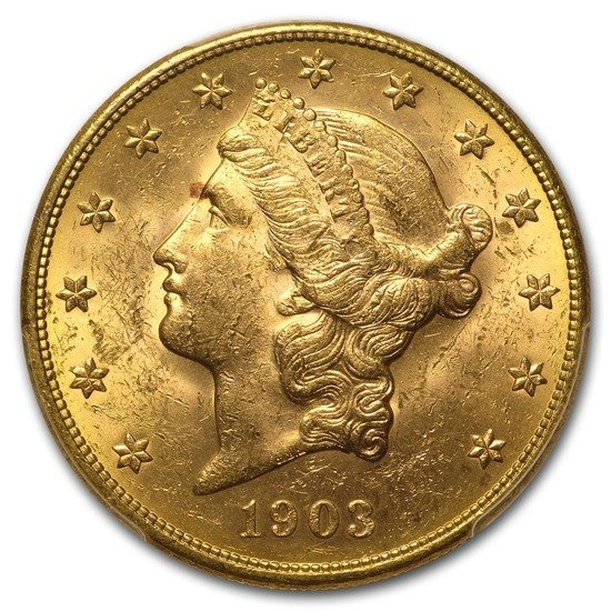 Liberty -S Double Eagle 20 dollars 1903 État 2