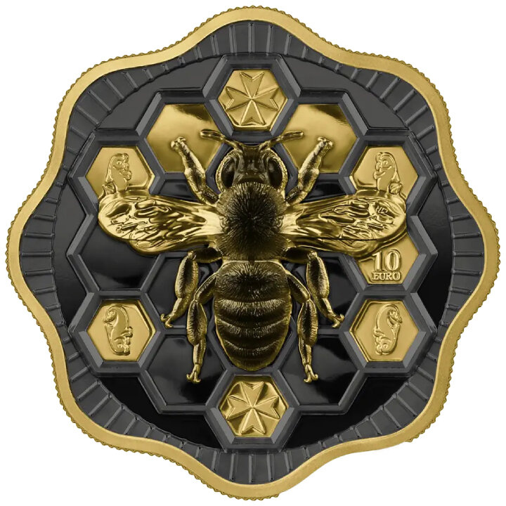 Malta: Maltese Bee pozłacana 2 uncje Srebra 2024 High Relief