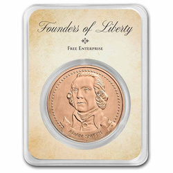 Fondateurs de la liberté : Adam Smith - Libre entreprise 1 once de cuivre Slab