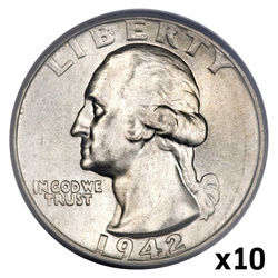SUA 25 de cenți Quarter Dollar 0 25 USD argint 1932-1964 titlu Ag.900 de circulație 10 bucăți