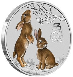 Perth Mint : Lunar III - Année du lapin coloré 1/4 once d'argent 2023 (Sydney Money Expo Anda Special)