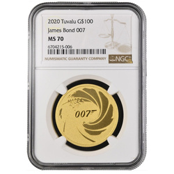 Tuvalu: James Bond 007 1 uncia arany 2020 MS70 NGC