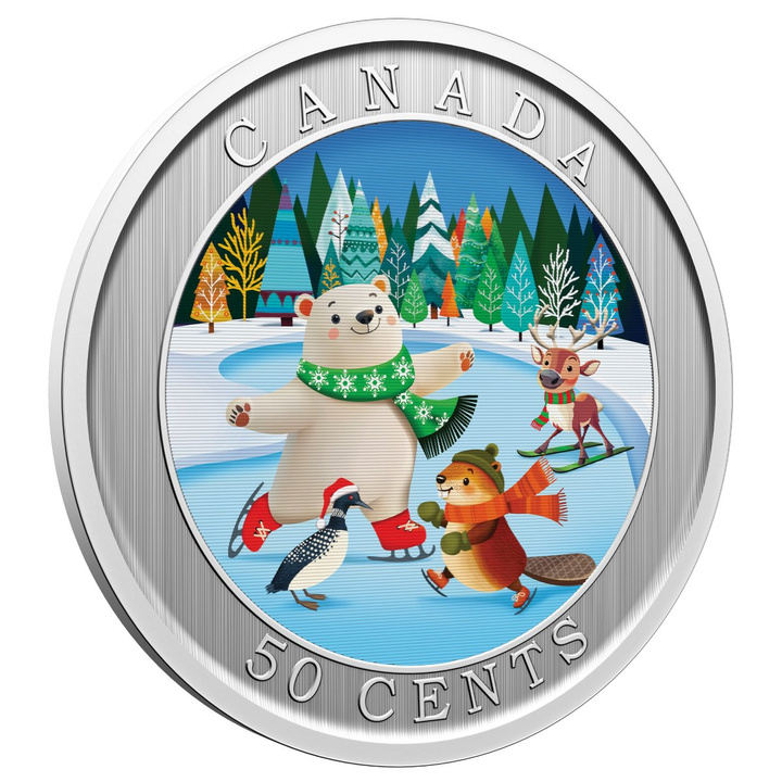 Acél Érme Whimsical Winter színezett 50 cent 2026 Lenticular Coin
