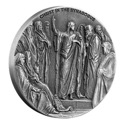 Niue: Biblical - Christ In The Synagogue 2 oz Silver 2020 Proof Antiqued Coin