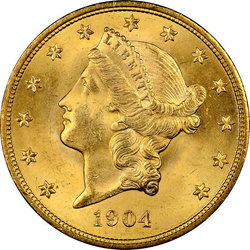 Liberty Head $20 Gold 1904 Coin