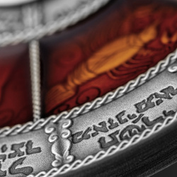 Niue: Calendario Hebreo coloreado $2 Plata 2022 Moneda de Alto Relieve Antiguo