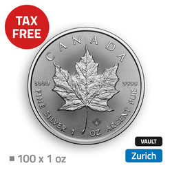 Maple Leaf 100 oz Silver - located at duty free magazine in Zurich (Loomis)