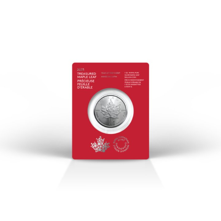 Treasured Canadian Maple Leaf - Year of the Rabbit 1 oz Silber 2023