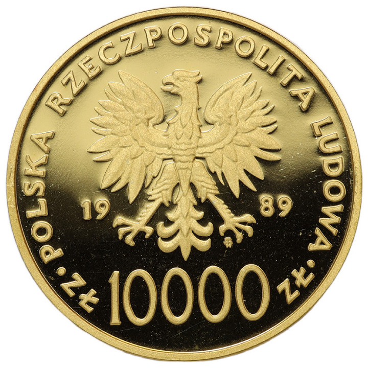 Aranyérme II. János Pál 10 00 Zloty 1 uncia Arany 1989 Proof