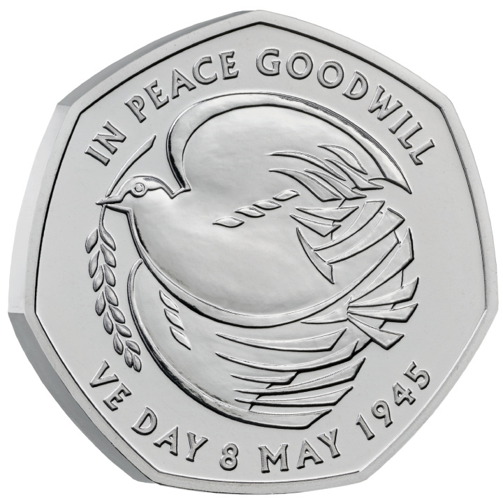 L'80° anniversario del VE Day 50p Rame-nichel 2025