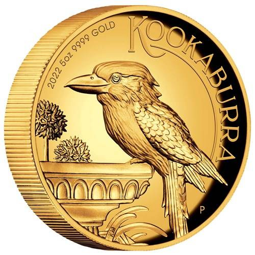 Kookaburra 5 uncji Złota 2022 Proof High Relief