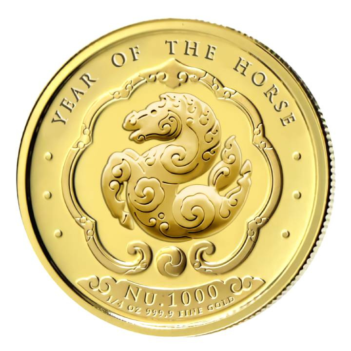 Bhutan: Lunar Jahr des Pferdes farbig 1/4 Unze Gold 2026 Proof
