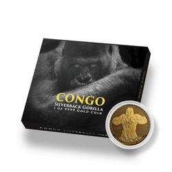 Kongó: Ezüsthátú gorilla 1 uncia arany 2022 Proof