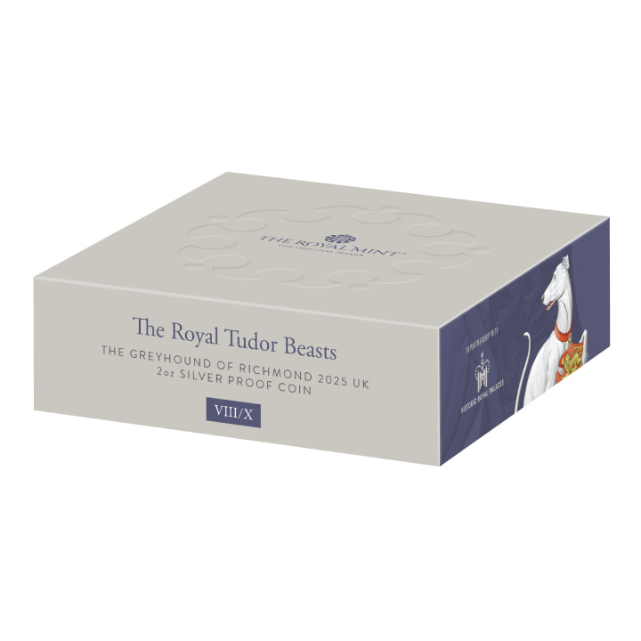 The Royal Tudor Beasts: The Greyhound of Richmond 2 uncje Srebra 2025 Proof