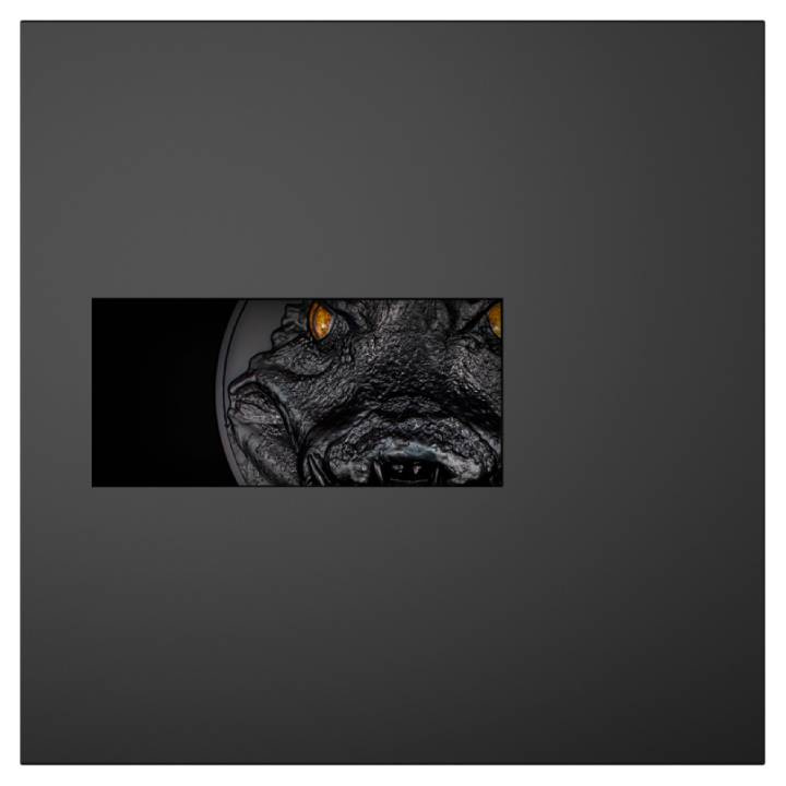 Palau: Cazadores nocturnos - Caimán de color 1000 gramos Plata 2024 Negro obsidiana Ultra Alto Relieve