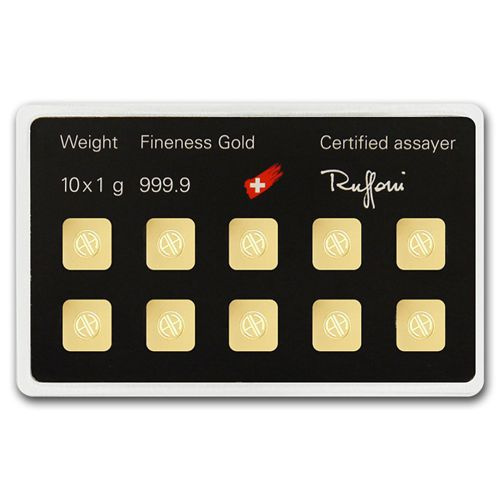 10 x 1 gramme Lingot d'or MultiCard Heraeus