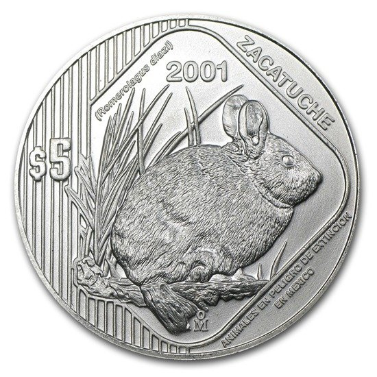 Série Animaux menacés : Zacatuche 1 once d'argent 2001