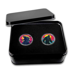 Niue: Godzilla vs. King Kong 1 oz Silver 2-Coin Set 2021 Colorized