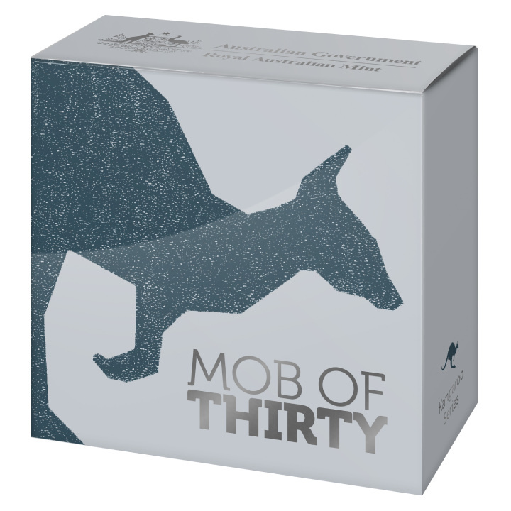 RAM : Kangaroo Series 30th Anniversary – Mob of Thirty 1/10 oz Gold 2023 Proof C" Mintmark