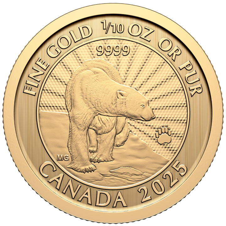 Canada: The Majestic Polar Bear 1/10 uncji Złota 2025