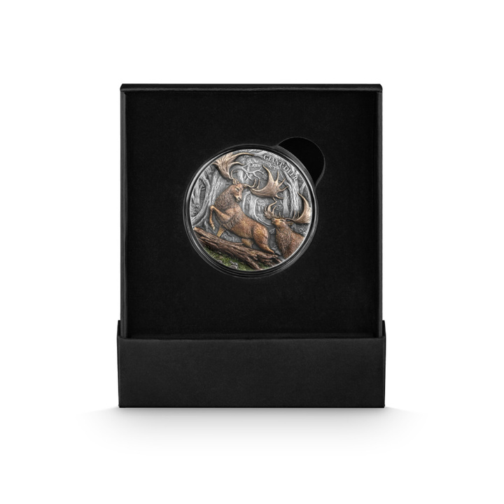 Silver Coin Germania Mint: Megafauna - Giant Deer Colorized 2 oz Silver 2026 Antiqued Ultra High Relief