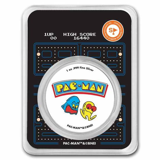 Silver Pac Man PAC-MAN Arcade Cabinet colorized 1 oz Silver | Metal Market Europe