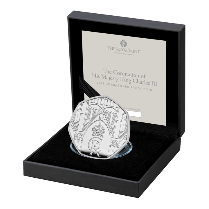 Încoronarea Majestății Sale Regele Charles al III-lea 50p Argint 2023 Proof