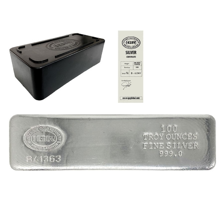 IGR 100 oz Silber Barren LBMA GD Refiner