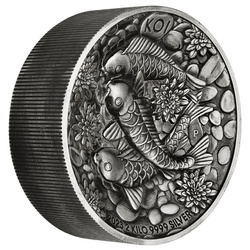 Koi Fish 2000 grams Silber 2023 High Relief Antiqued Coin