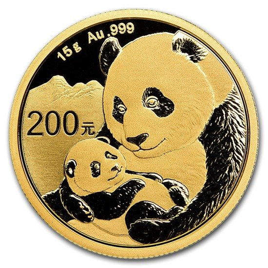 Čínská panda 15 gramů zlata 2019