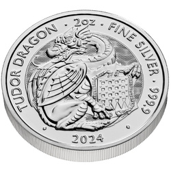 Les bêtes royales Tudor : Le dragon Tudor 2 onces d'argent 2024