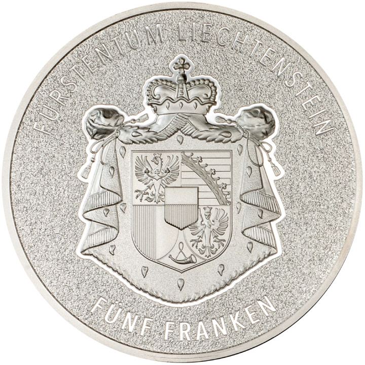 Liechtenstein: 100 anni del franco svizzero nel Liechtenstein colorato 1 oncia d'argento 2024 Silk Coin