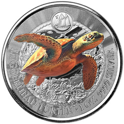 Cayman Islands: Loggerhead Turtle coloured 1 oz Silver 2023 Proof