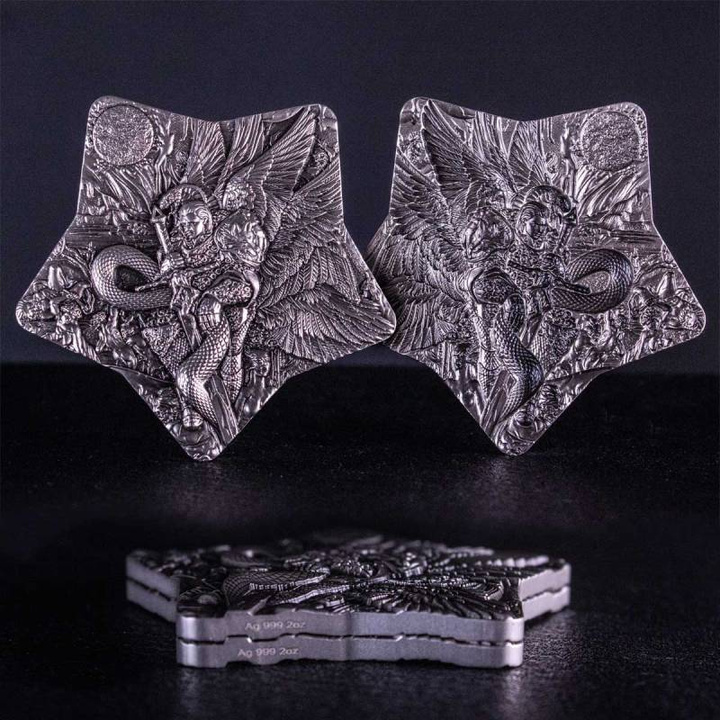 Lucifer 2 uncje Srebra 2023 Stackable High Relief Antiqued