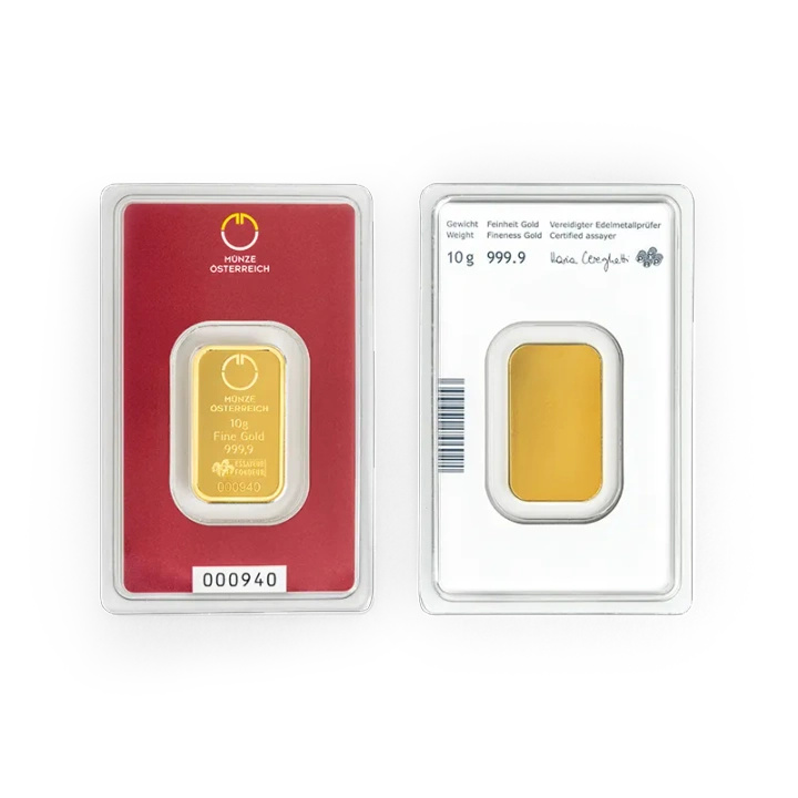 Złota sztabka 10g złota Austrian Mint
