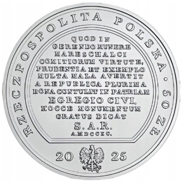 Comorile artei medalistice - Stanisław Małachowski 50 zl argint 2025 High Relief