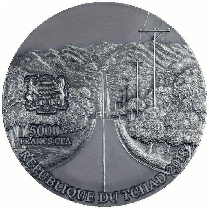 Czad: Meteorite Art - Campo Del Cielo 5 uncji Srebra 2018 Antiqued Coin (bez certyfikatu)