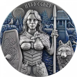 Valkyries: Hildegard kolorowana 2 uncje Srebra 2022 Ultra High Relief