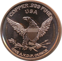 Flowing Hair Liberty 1 ounce of copper.