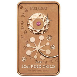 Sztabka Pink Panther 1 uncja Różowego Złota 2018 Diamond