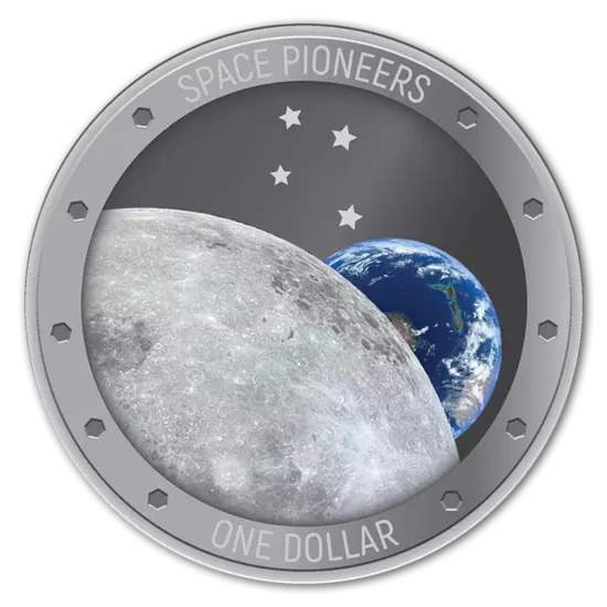 Space Pioneers coloured 1 oz Silver 2019 Proof