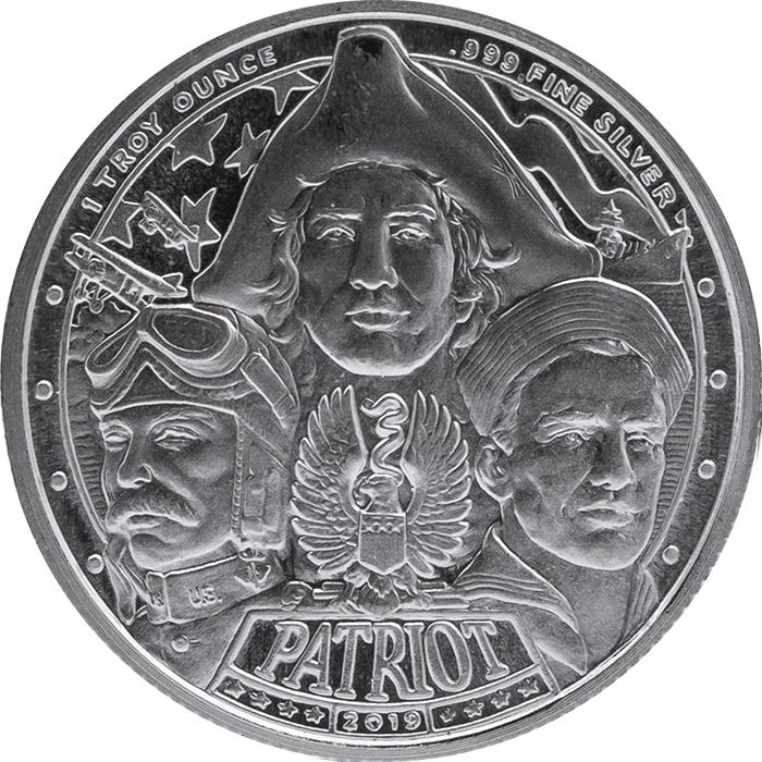 Patriot : Seconde Guerre mondiale 1 once d'argent 2019 Prooflike Round
