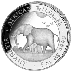 African Wildlife: Somalia Elephant 5 oz Silver 2022