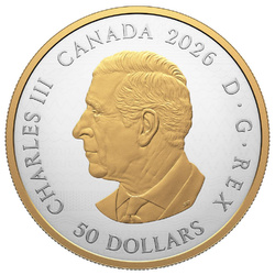 Canada Heraldic Landscape Animals of Canada placată cu aur 50 dolari argint 2026 Proof
