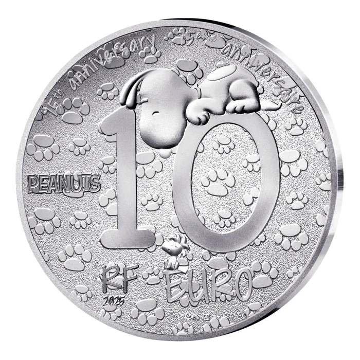  Франция 2025 – 75-ата годишнина на Peanuts: Snoopy, сребърна монета, Proof