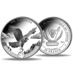 Congo: World‘s Wildlife - Peregrine Falcon 1 uncja Srebra 2024
